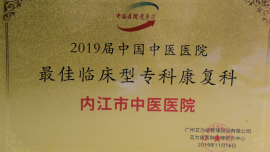 2019届中国中医医院最佳临床型专科康复科