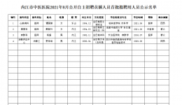 內(nèi)江市中醫(yī)醫(yī)院2021年8月關(guān)于公開自主招聘員額人員首批擬聘用人員公示